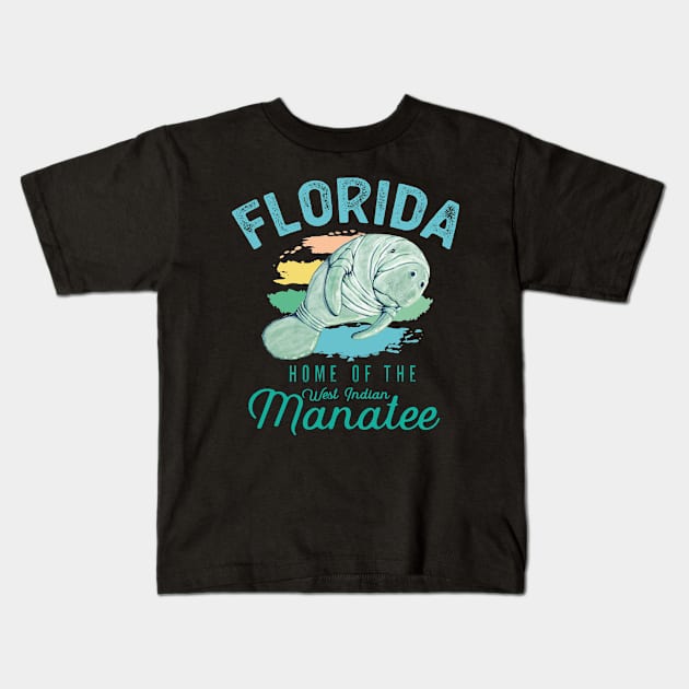 Florida Home Of The West Indian Manatee Kids T-Shirt by MarkusShirts